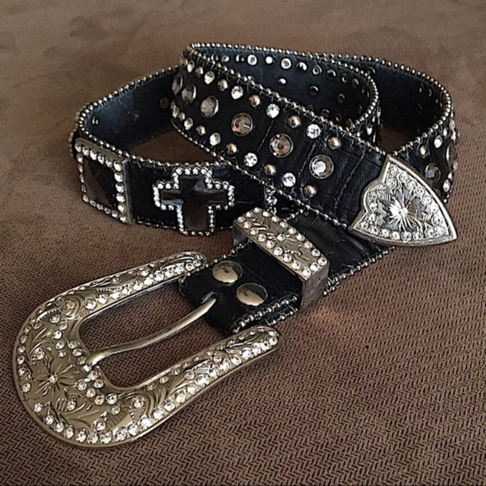 Leather Bling Western Belt